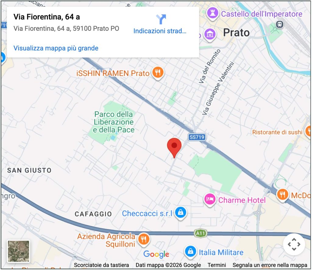 Mappa con posizione dello studio in Via Fiorentina 64/A, Prato